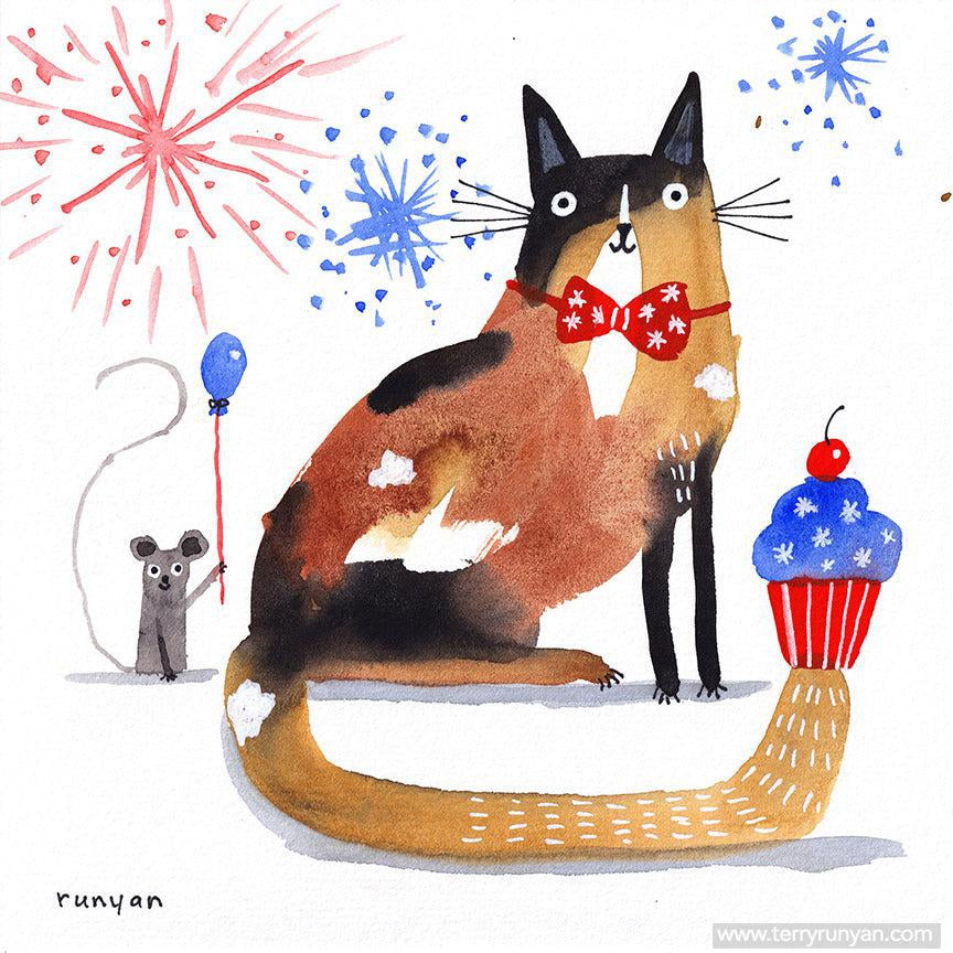 Patriotic Cat! Happy 4th of July!-Terry Runyan Creative