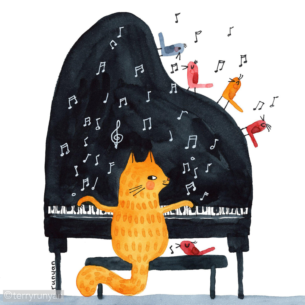 PIANO CAT-Art Print-Terry Runyan Creative-Terry Runyan Creative