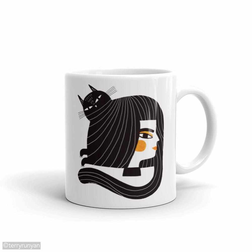 CAT HAIR White glossy mug-Mugs-Terry Runyan Creative-Terry Runyan Creative