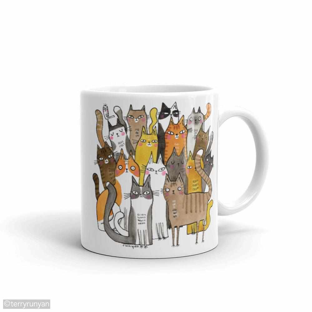 CAT BATCH White glossy mug-Mugs-Terry Runyan Creative-Terry Runyan Creative