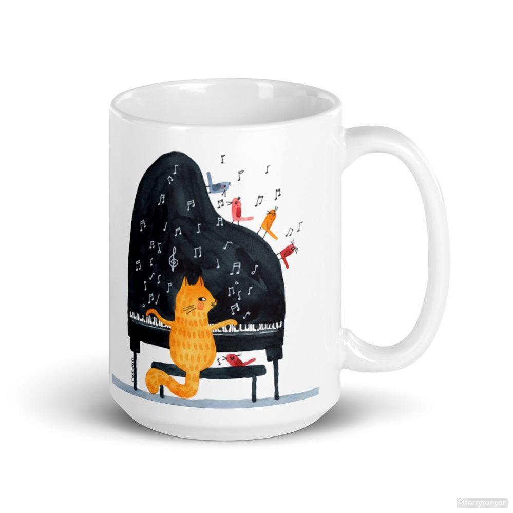 PIANO CAT MUG-Mugs-Terry Runyan Creative-Terry Runyan Creative