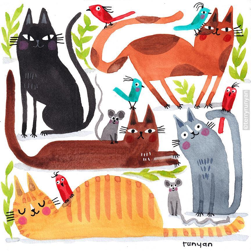 Kitties Birds & Mice! Happy #caturday!-Terry Runyan Creative