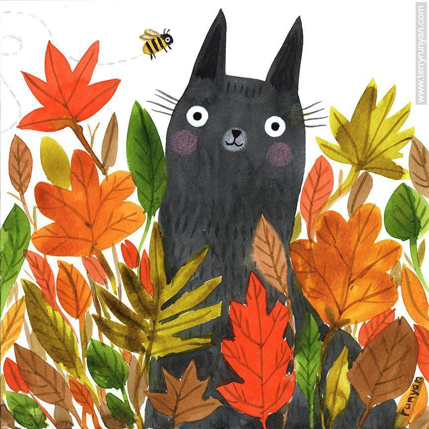 Autumn Cat & Bee!-Terry Runyan Creative