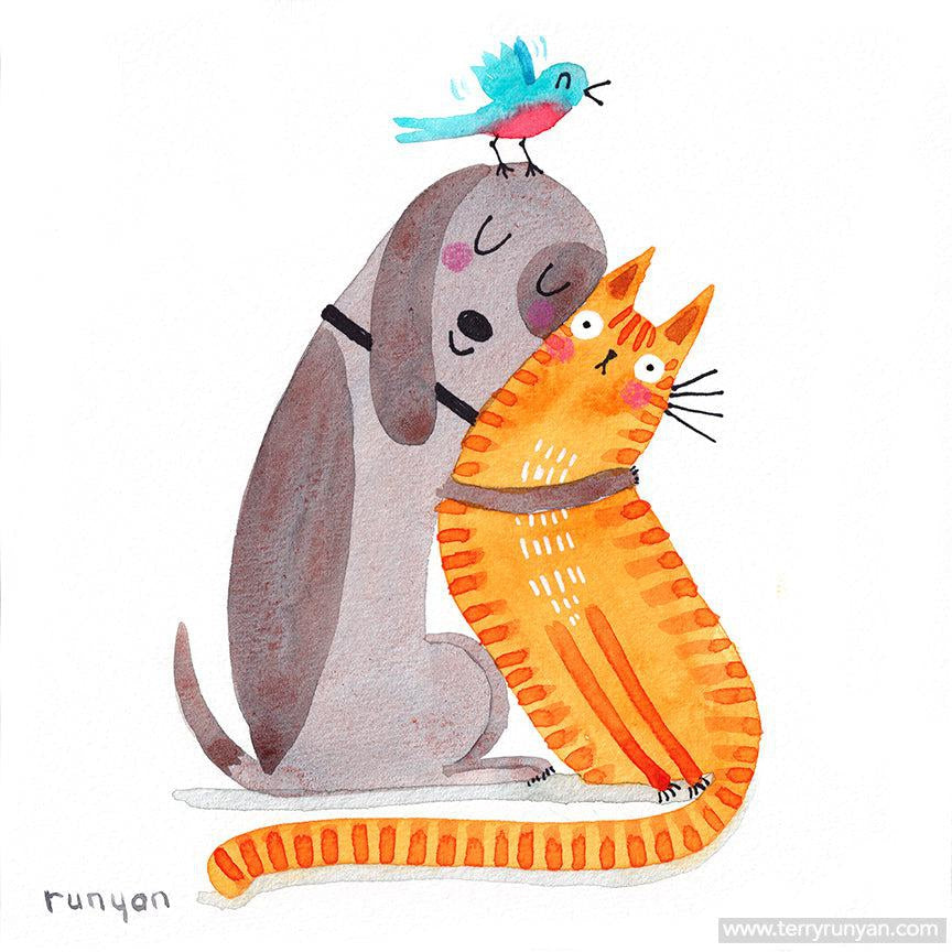 Stolen Hug! Happy #caturday & #dogurday!-Terry Runyan Creative