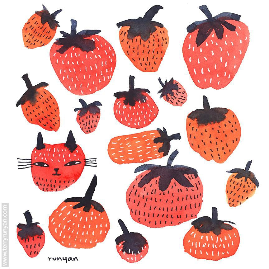 Strawberry Cat!-Terry Runyan Creative