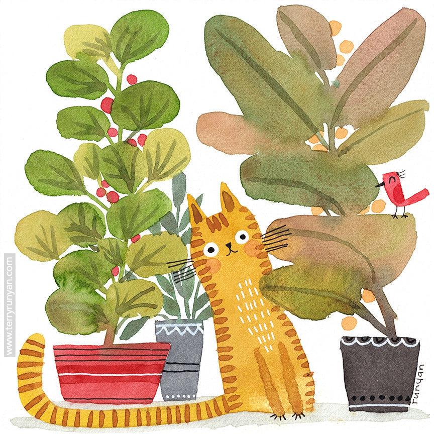 Tropical Plants Cat!-Terry Runyan Creative