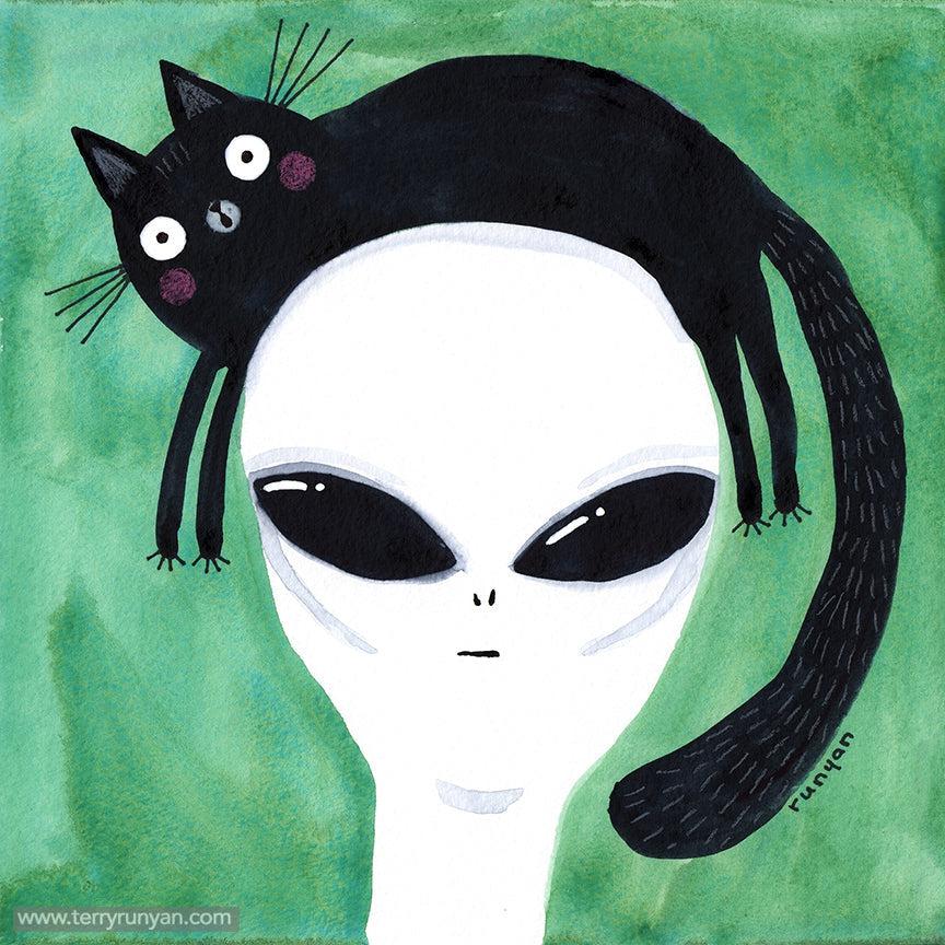 Alien Cat Hat! Happy #catonheadwednesday!-Terry Runyan Creative