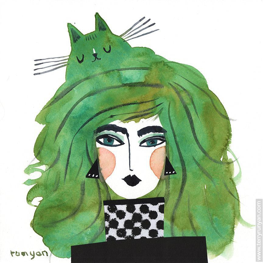 Green Cat Hat!-Terry Runyan Creative