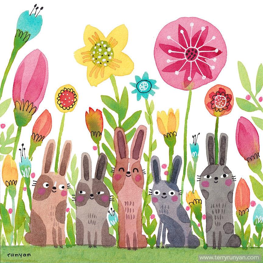 Bunnies & Blooms! Happy Bunny Day! Happy Easter!-Terry Runyan Creative