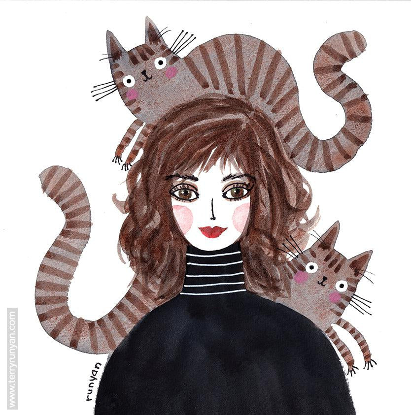 Self Portrait with Kitties!-Terry Runyan Creative