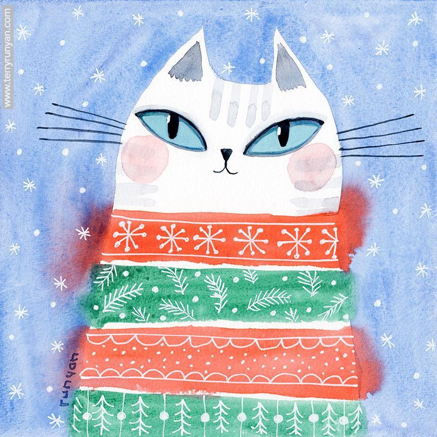 Holiday Sweater Cat!-Terry Runyan Creative