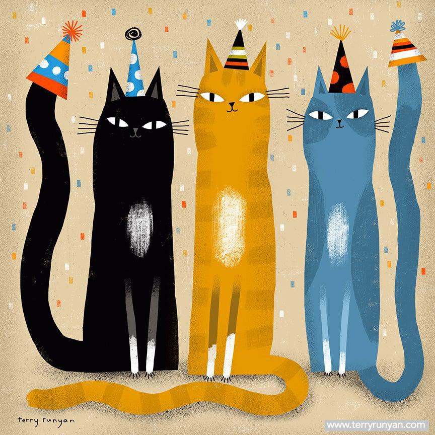 Cat in Party Hats!-Terry Runyan Creative