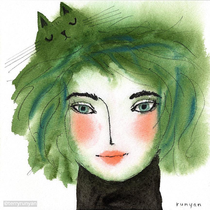 Green Hat! Happy #catonheadwednesday-Terry Runyan Creative