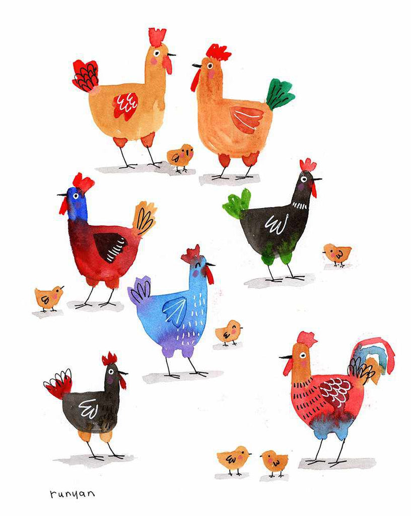 Chickens & Rooster!-Terry Runyan Creative