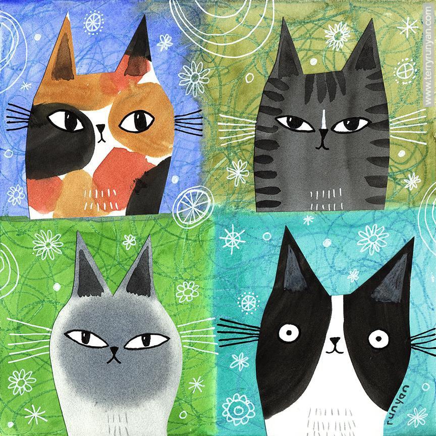 Mixed Media Cats!-Terry Runyan Creative