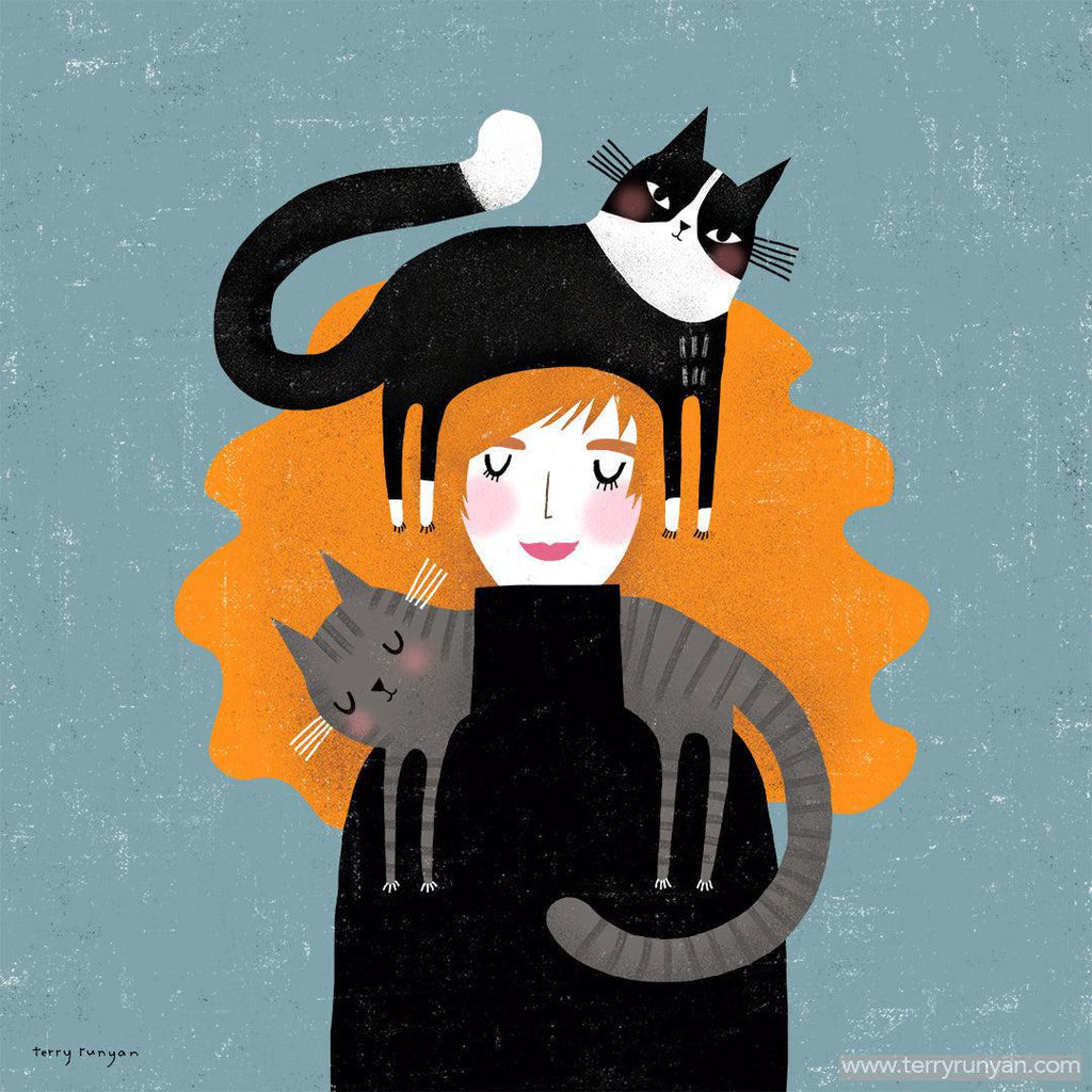 Staying Warm! Happy #catonheadwednesday 😻-Terry Runyan Creative
