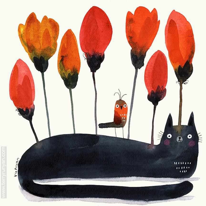 Tulip Day Cat-Terry Runyan Creative