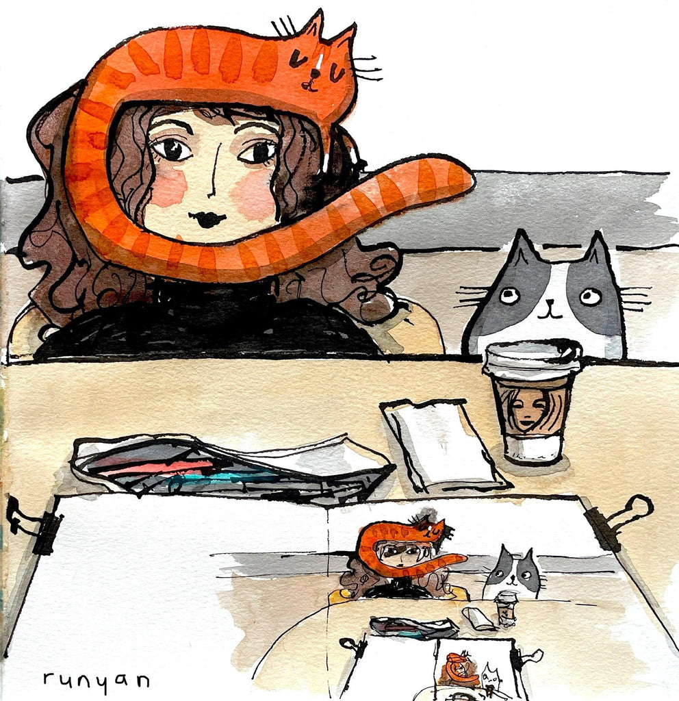 Starbucks Cat on head!-Terry Runyan Creative