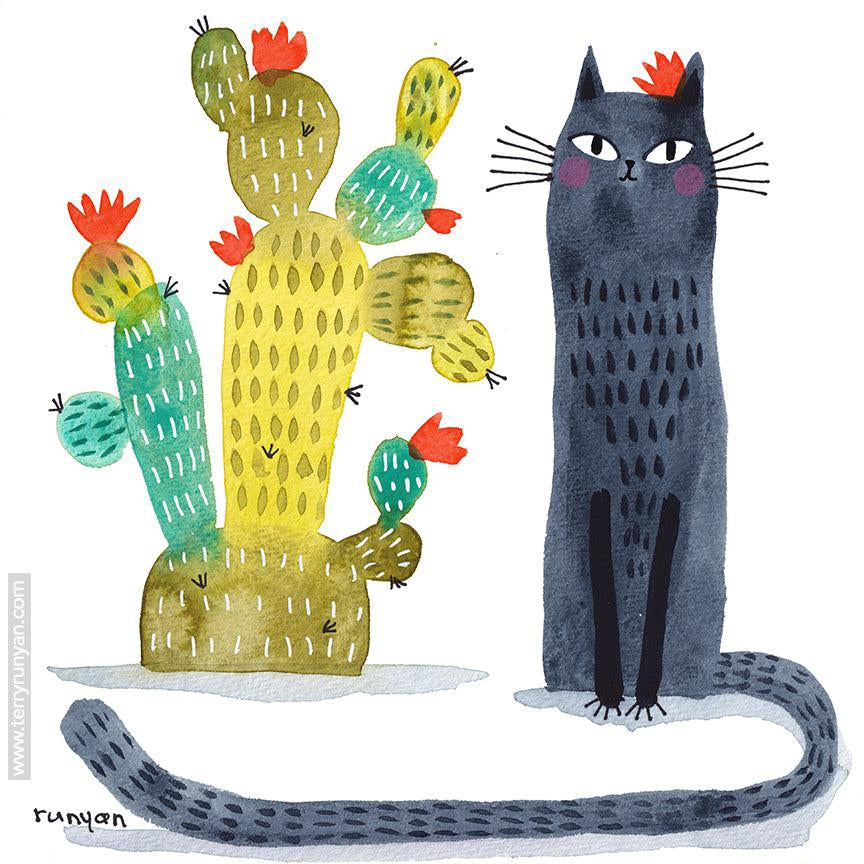 Black Cactus Cat-Terry Runyan Creative