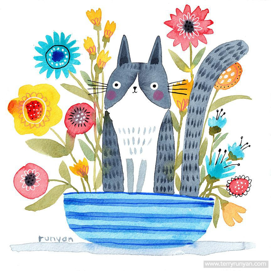 Wildflower Cat!-Terry Runyan Creative