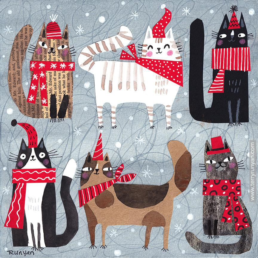 Holiday Collage Cats!-Terry Runyan Creative