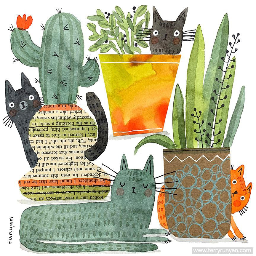 Cactus Cats!-Terry Runyan Creative