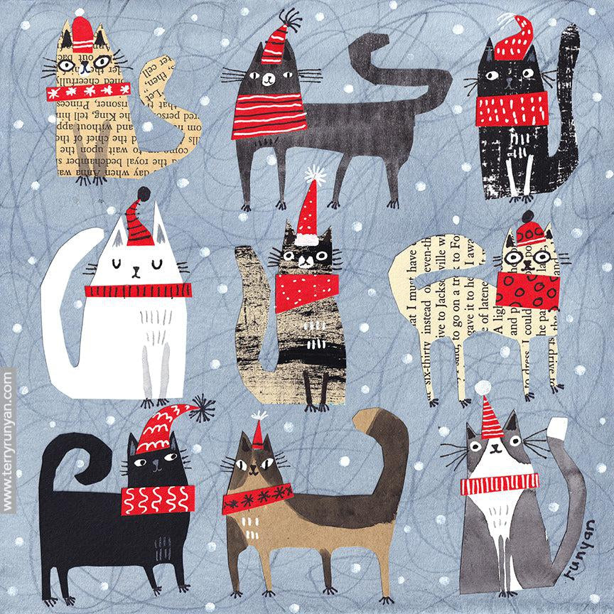 Paper Santa Cats!-Terry Runyan Creative