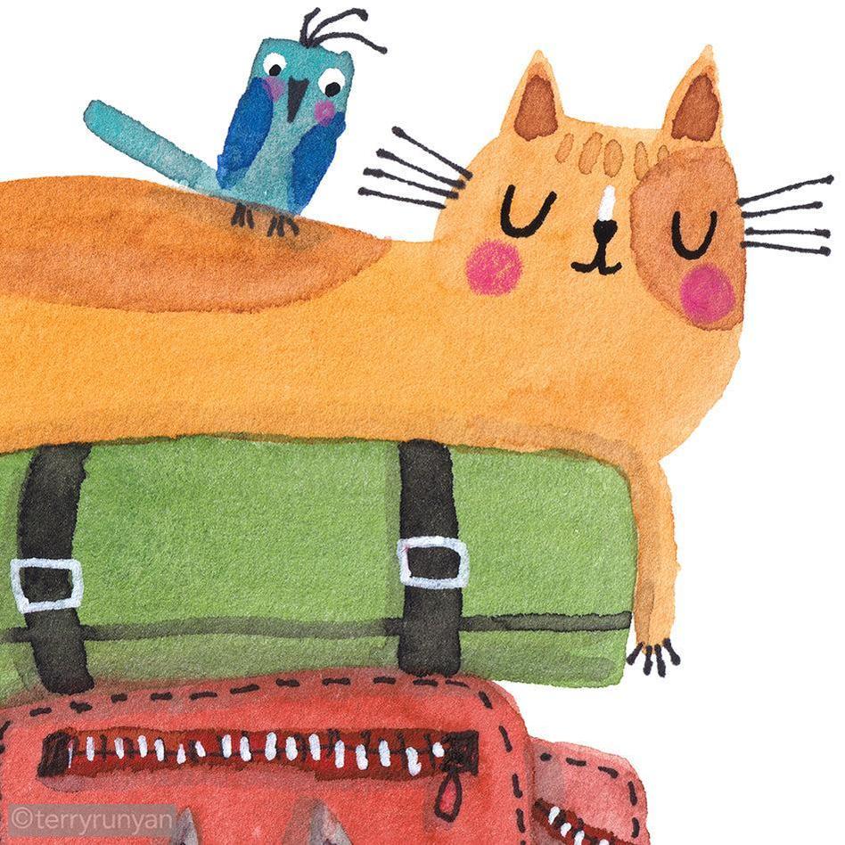 BACKPACK CAT-Original Artwork-Terry Runyan Creative-Terry Runyan Creative