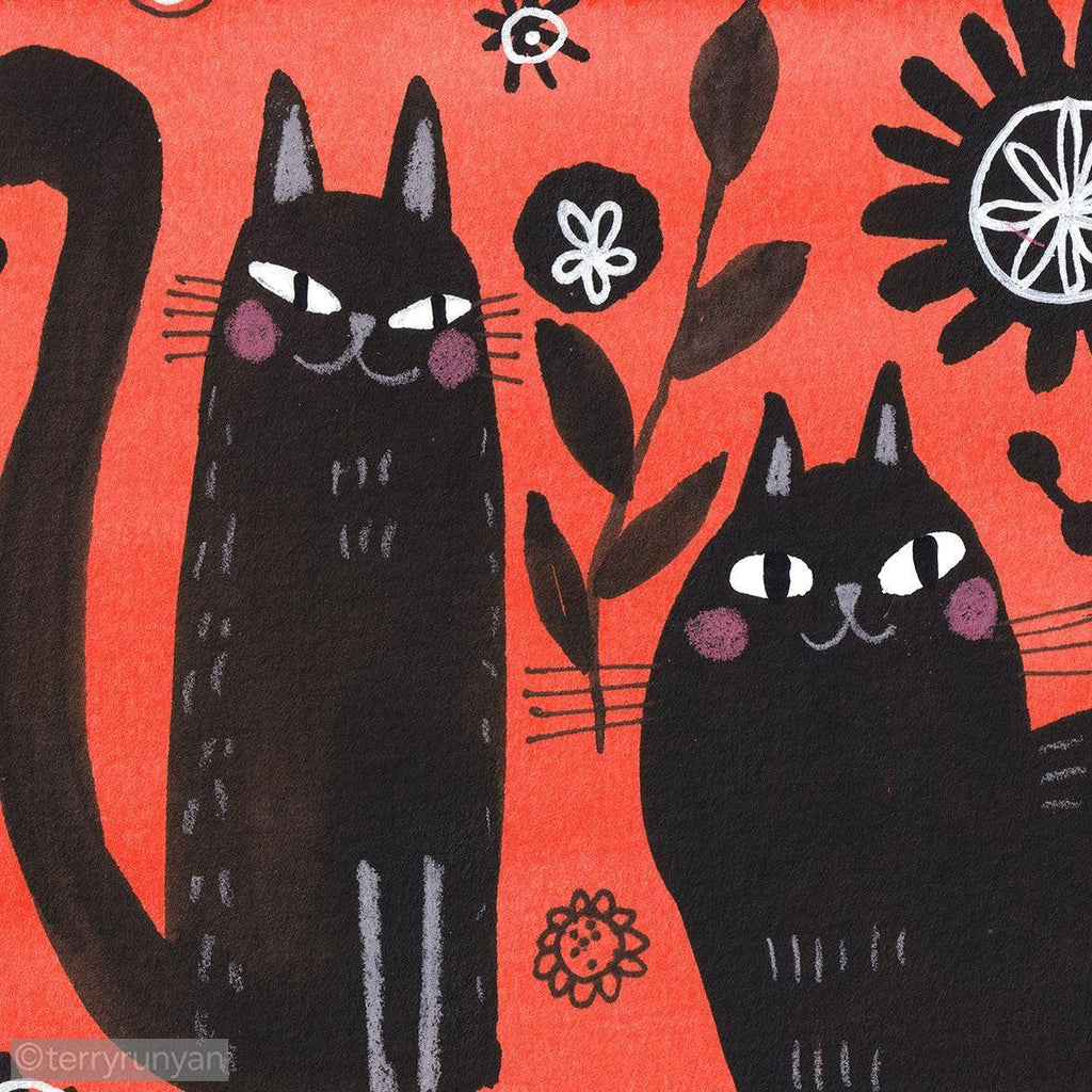 BLACK CAT JOY-Original Artwork-Terry Runyan Creative-Terry Runyan Creative