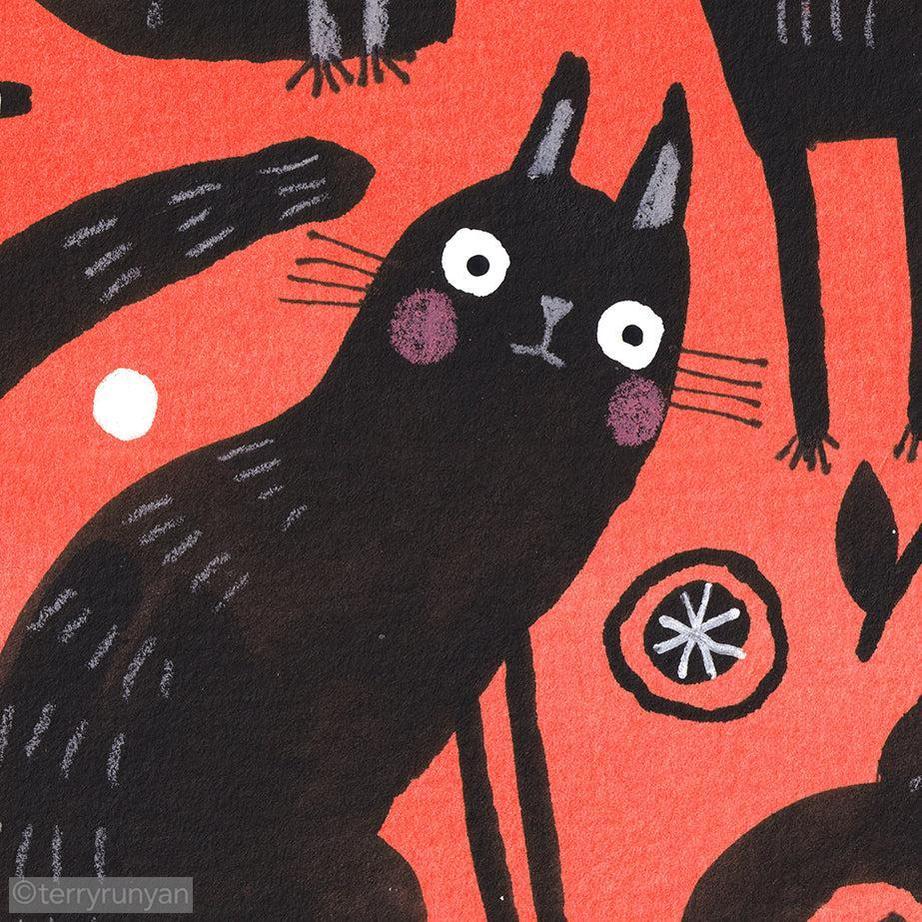 BLACK CAT JOY-Original Artwork-Terry Runyan Creative-Terry Runyan Creative