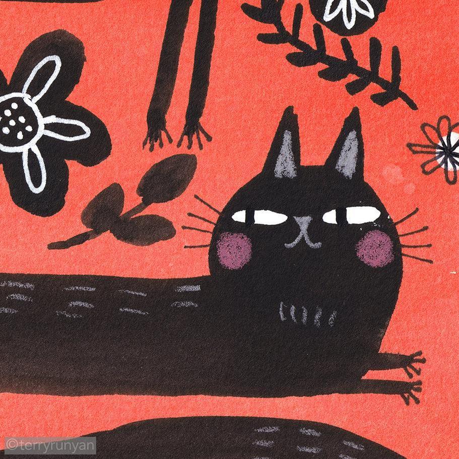 BLACK CAT JOY-Original Artwork-Terry Runyan Creative-Terry Runyan Creative