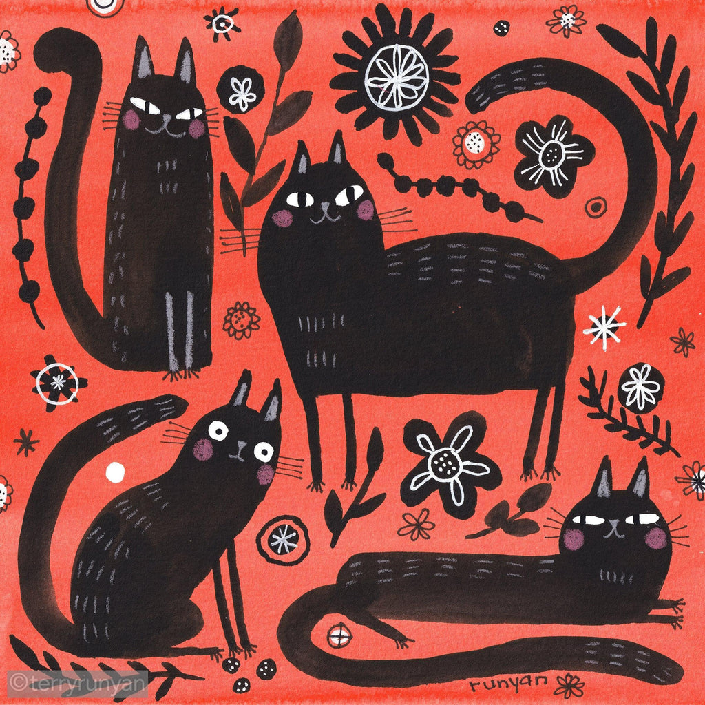 BLACK CAT JOY-Original Artwork-Terry Runyan Creative-Terry Runyan Creative