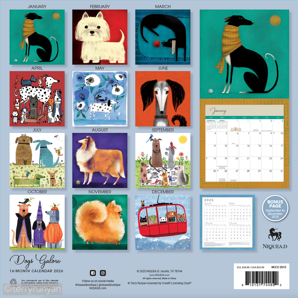 2026 DOGS GALORE WALL CALENDAR-Calendar-Terry Runyan Creative-Terry Runyan Creative