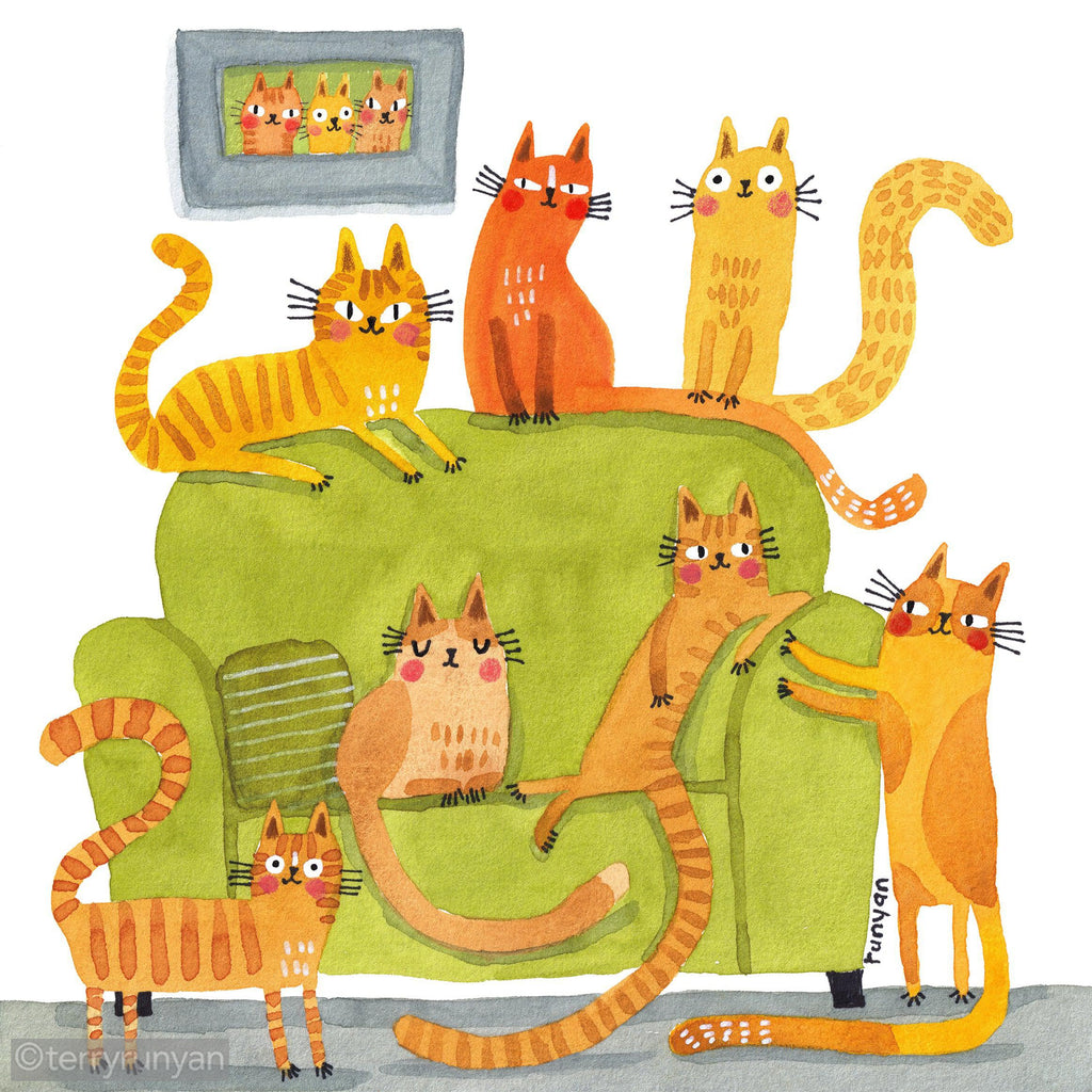 GINGER CAT LOVE-Art Print-Terry Runyan Creative-Terry Runyan Creative