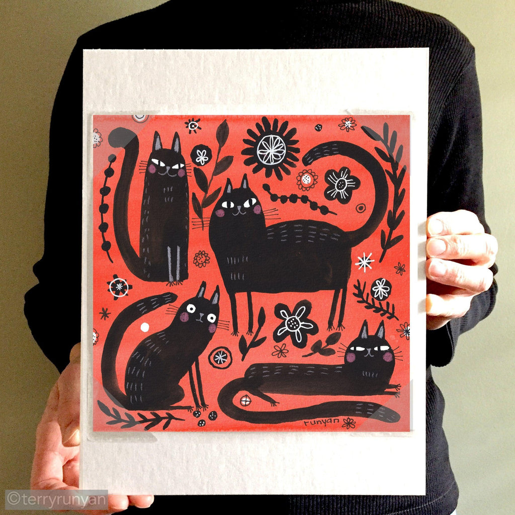 BLACK CAT JOY-Original Artwork-Terry Runyan Creative-Terry Runyan Creative