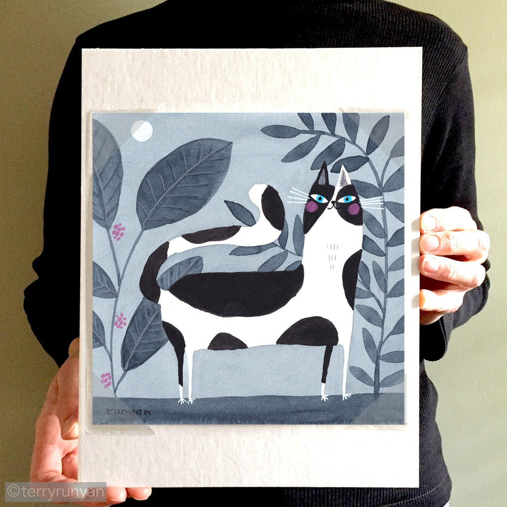MONOCHROME GARDEN CAT-Original Artwork-Terry Runyan Creative-Terry Runyan Creative