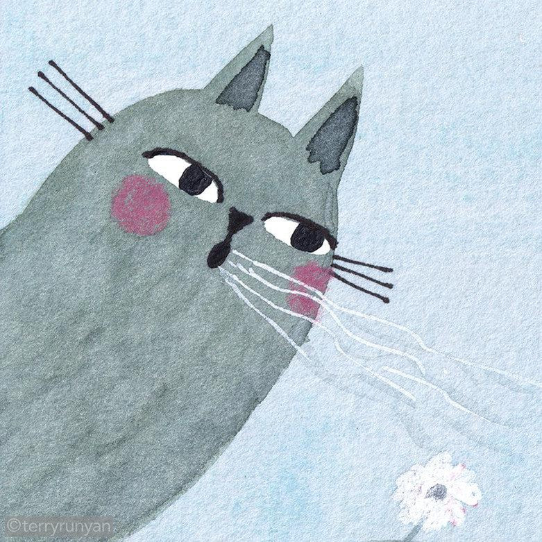 KITTY ON A HALF SHELL-Original Artwork-Terry Runyan Creative-Terry Runyan Creative
