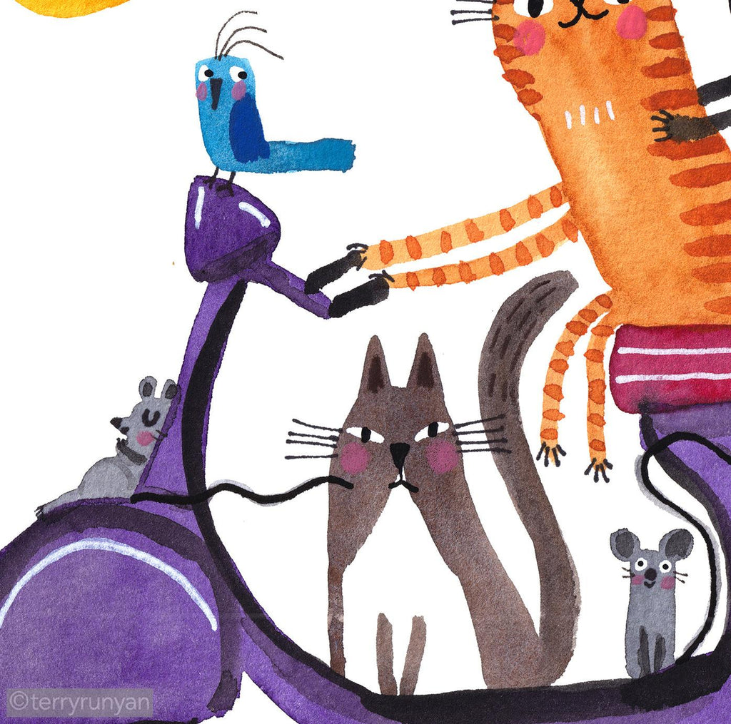 PURPLE SCOOTER-Original Artwork-Terry Runyan Creative-Terry Runyan Creative
