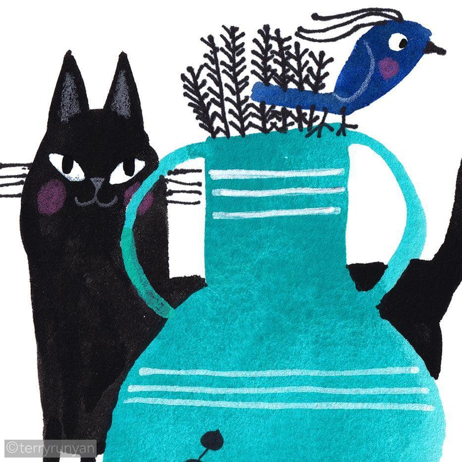 TURQUOISE VASES-Original Artwork-Terry Runyan Creative-Terry Runyan Creative