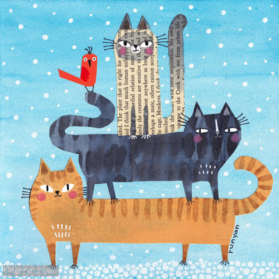 WINTER SNOW CATS-Original Artwork-Terry Runyan Creative-Terry Runyan Creative