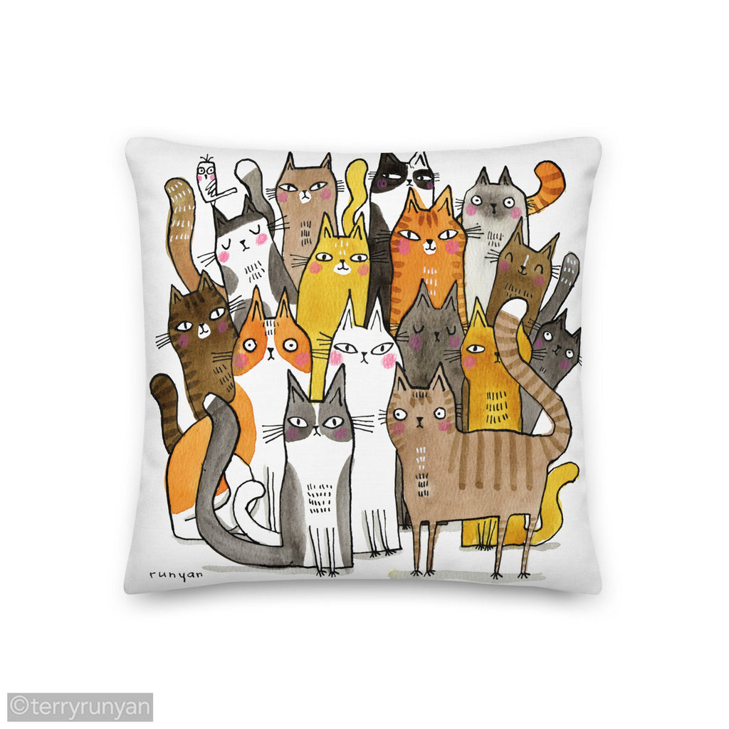 CAT BATCH Premium Pillow-Throw Pillows-Terry Runyan Creative-Terry Runyan Creative