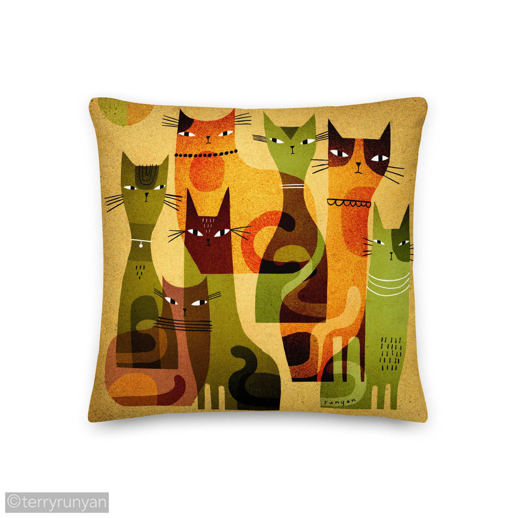 CAT HERD Premium Pillow-Throw Pillows-Terry Runyan Creative-Terry Runyan Creative