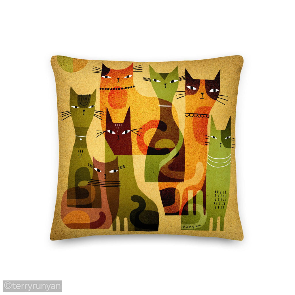 CAT HERD Premium Pillow-Throw Pillows-Terry Runyan Creative-Terry Runyan Creative