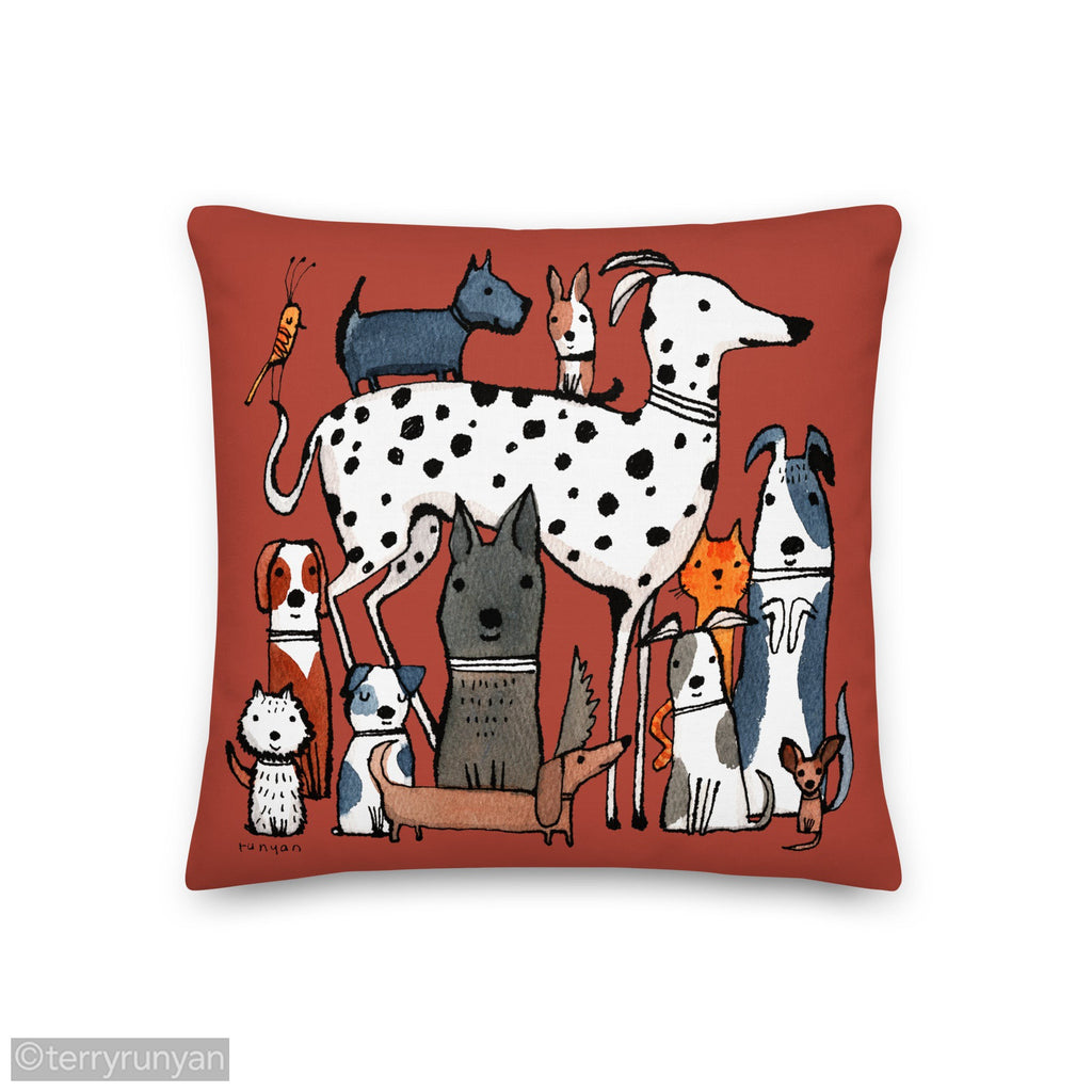 NATIONAL DOG DAY Premium Pillow-Throw Pillows-Terry Runyan Creative-Terry Runyan Creative