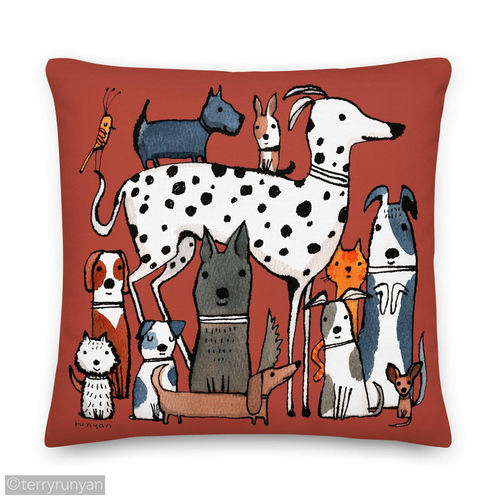 NATIONAL DOG DAY Premium Pillow-Throw Pillows-Terry Runyan Creative-Terry Runyan Creative