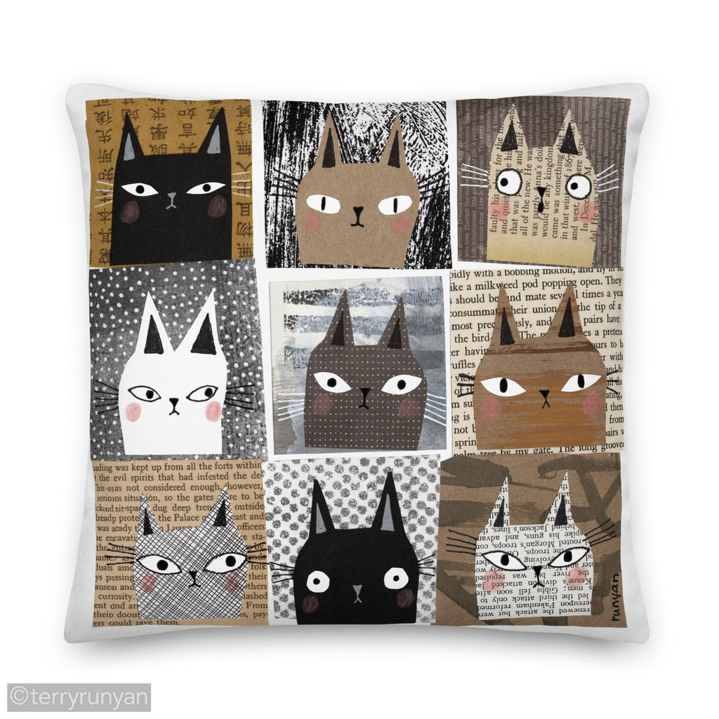 NINE LIVES Premium Pillow-Throw Pillows-Terry Runyan Creative-Terry Runyan Creative