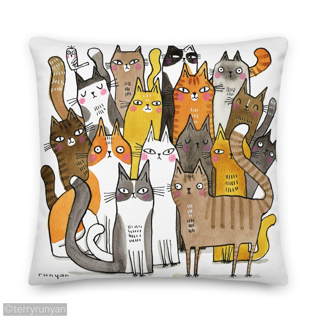 CAT BATCH Premium Pillow-Throw Pillows-Terry Runyan Creative-Terry Runyan Creative