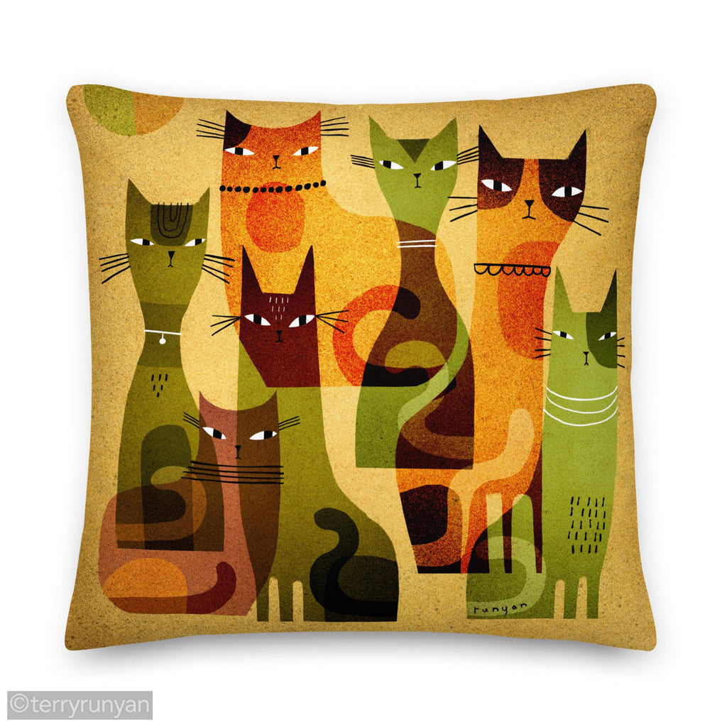 CAT HERD Premium Pillow-Throw Pillows-Terry Runyan Creative-Terry Runyan Creative