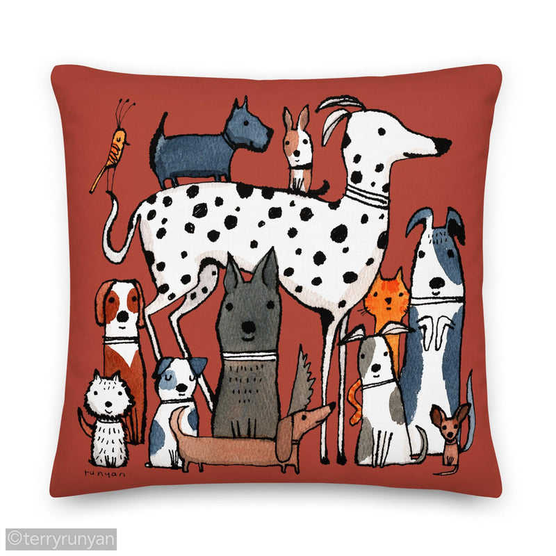 NATIONAL DOG DAY Premium Pillow-Throw Pillows-Terry Runyan Creative-Terry Runyan Creative