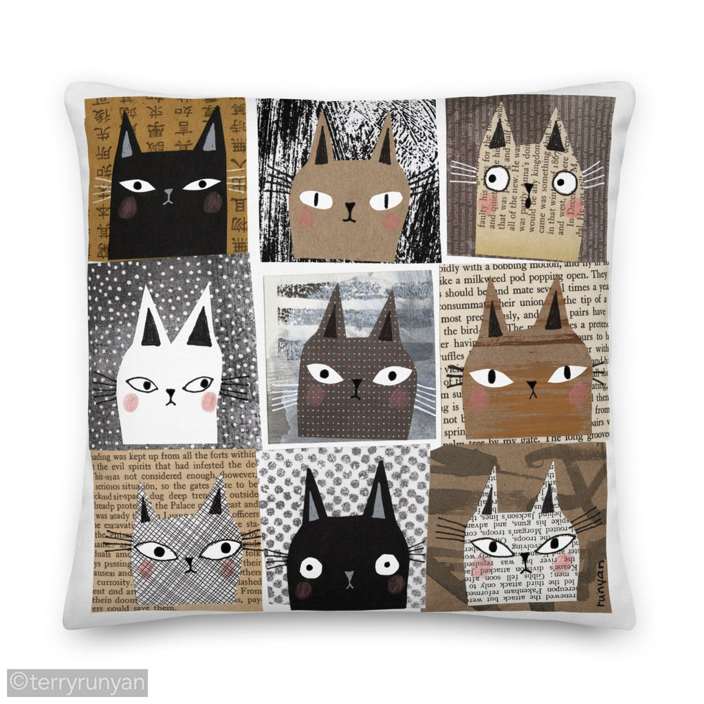 NINE LIVES Premium Pillow-Throw Pillows-Terry Runyan Creative-Terry Runyan Creative